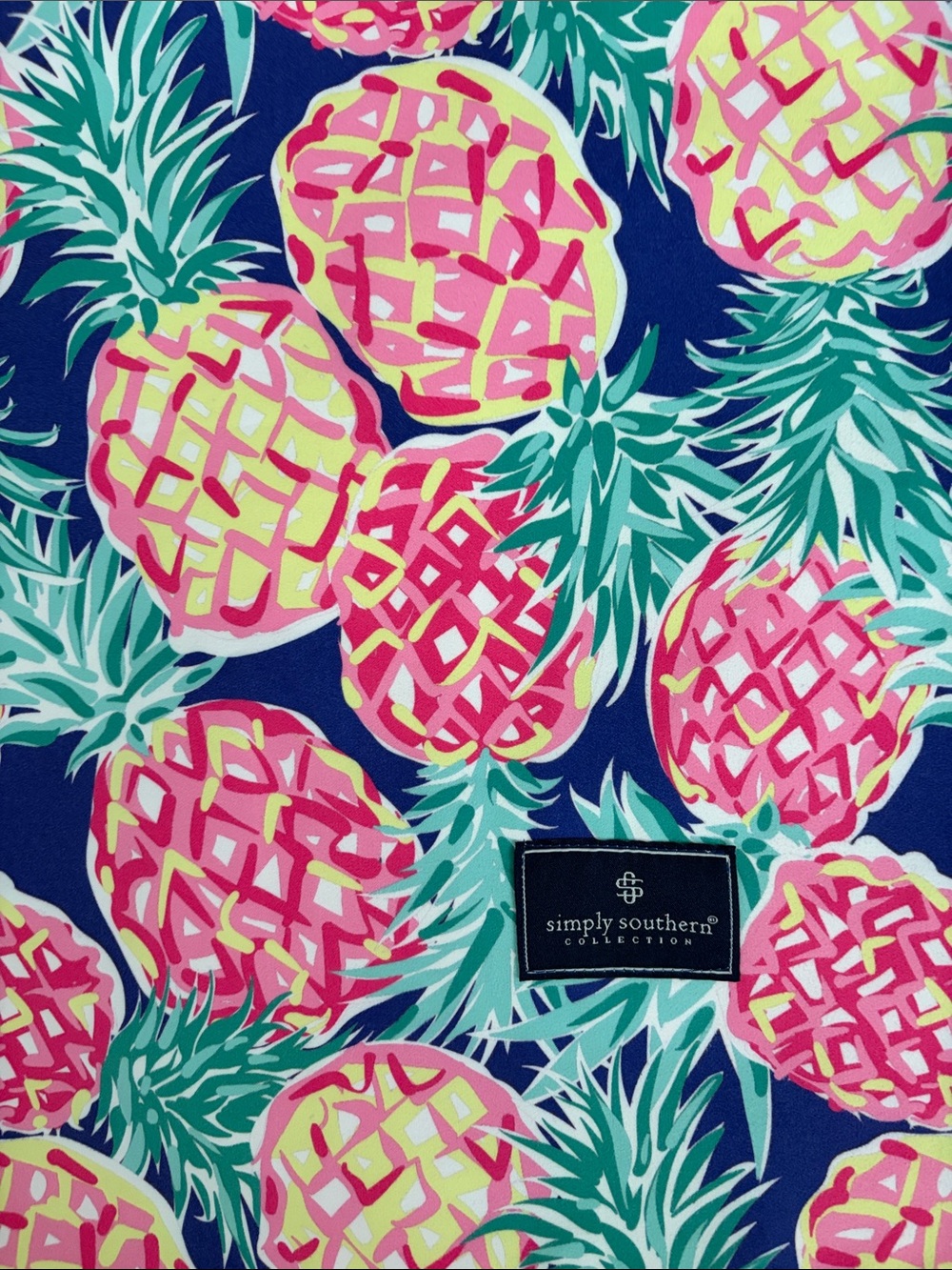 Simply Southern Pineapple Print Sand Free Towel 68”x 38” Blue and Pink